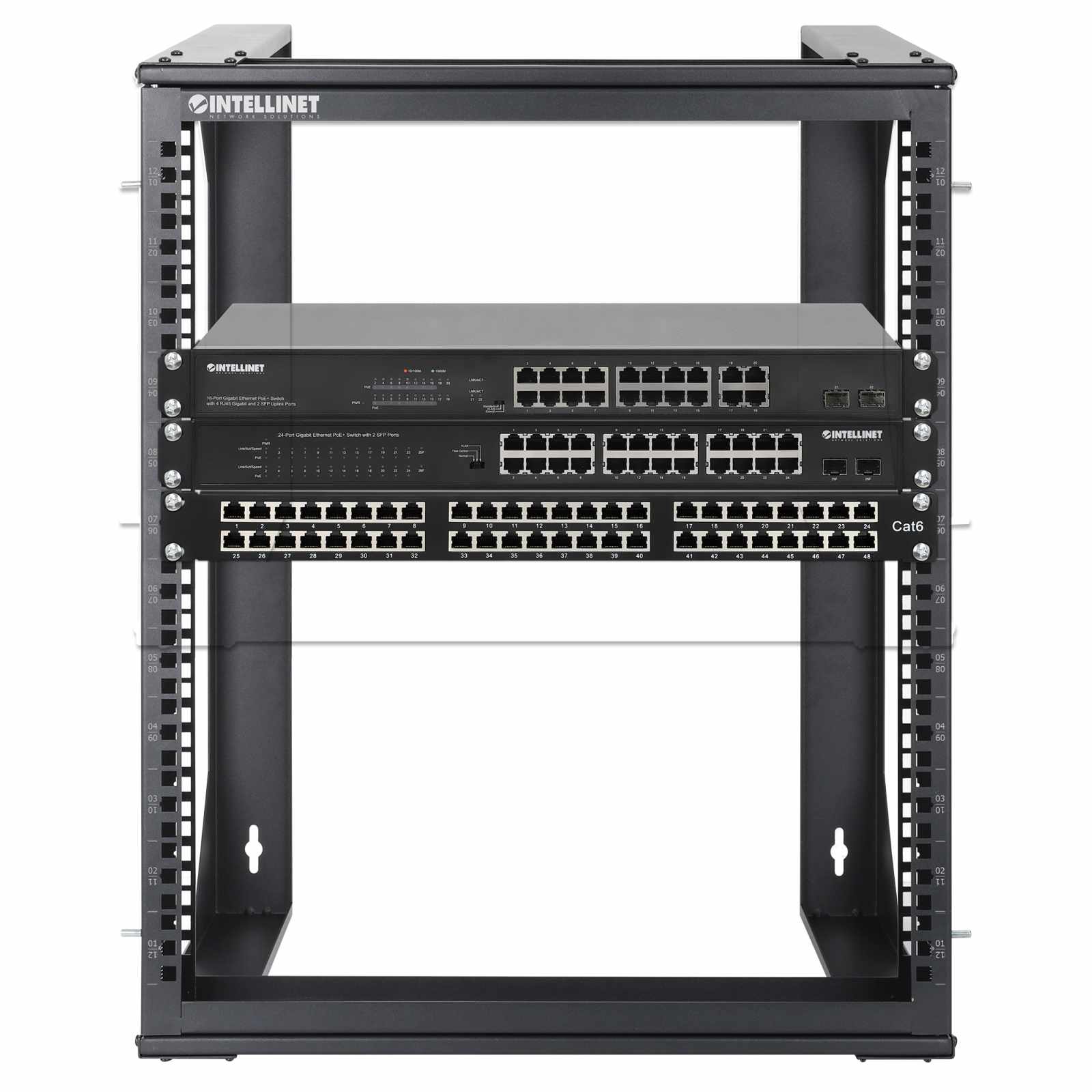 Rack abierto de 19" para montaje en pared, 2 postes, 12U - Intellinet México