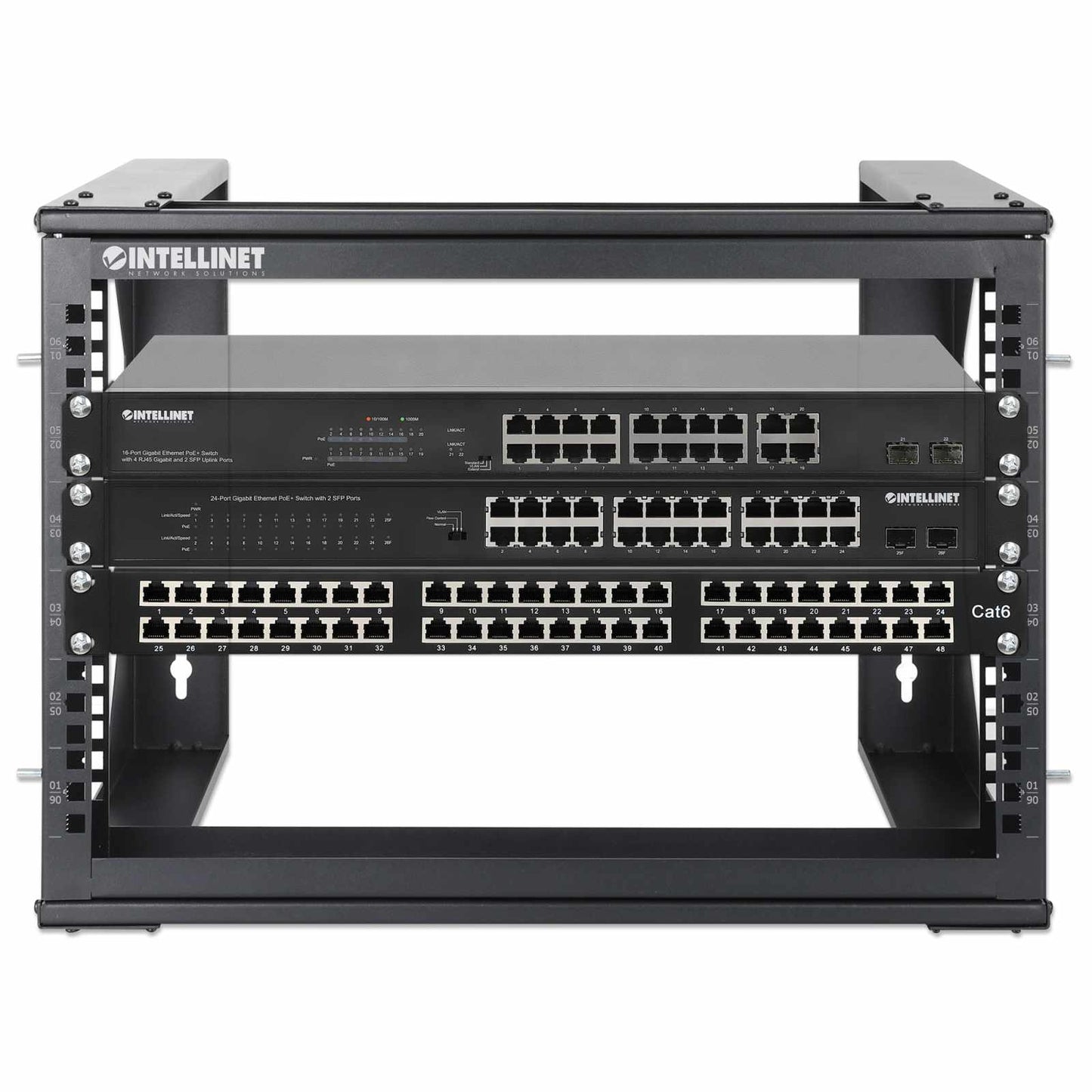 Rack abierto de 19" para montaje en pared, 2 postes, 6U - Intellinet México