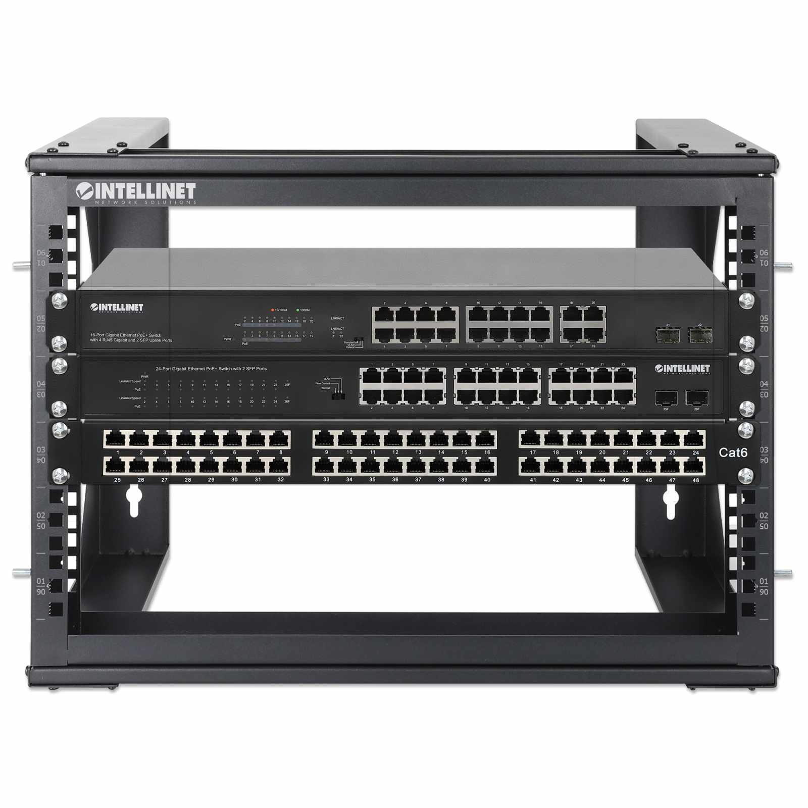 Rack abierto de 19" para montaje en pared, 2 postes, 6U - Intellinet México