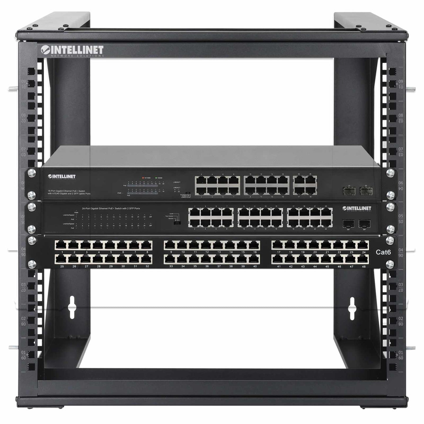 Rack abierto de 19" para montaje en pared, 2 postes, 9U - Intellinet México