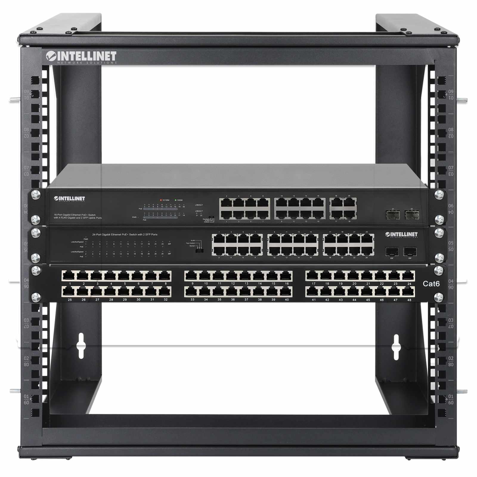Rack abierto de 19" para montaje en pared, 2 postes, 9U - Intellinet México