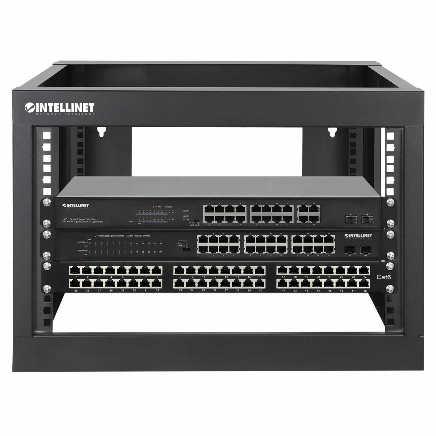 Rack abierto de 19" para montaje en pared, 4 postes, 6U - Intellinet México