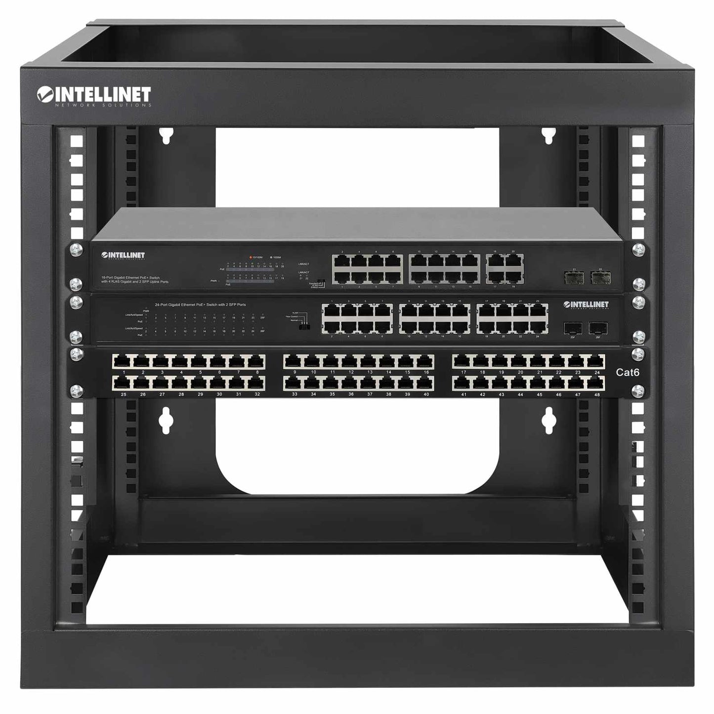 Rack abierto de 19" para montaje en pared, 4 postes, 9U - Intellinet México