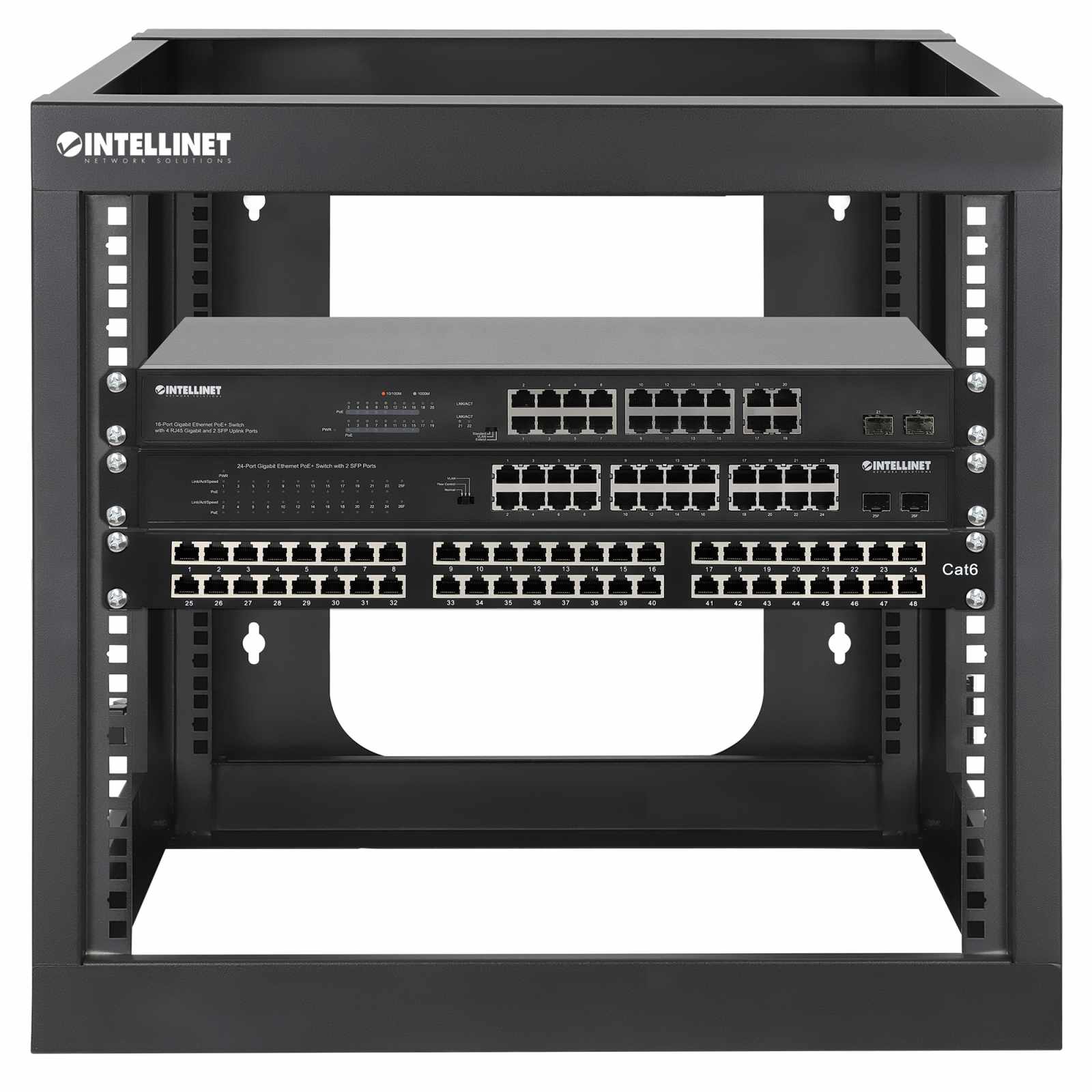 Rack abierto de 19" para montaje en pared, 4 postes, 9U - Intellinet México