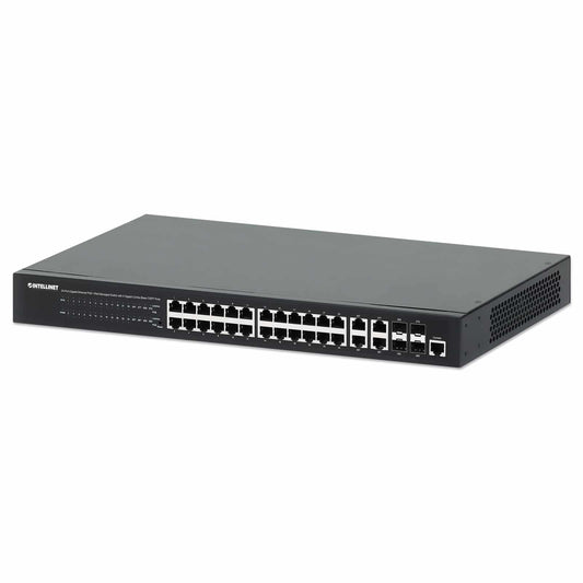 Switch Administrable 24 puertos PoE+ con 4 puertos SFP Gigabit - Intellinet México