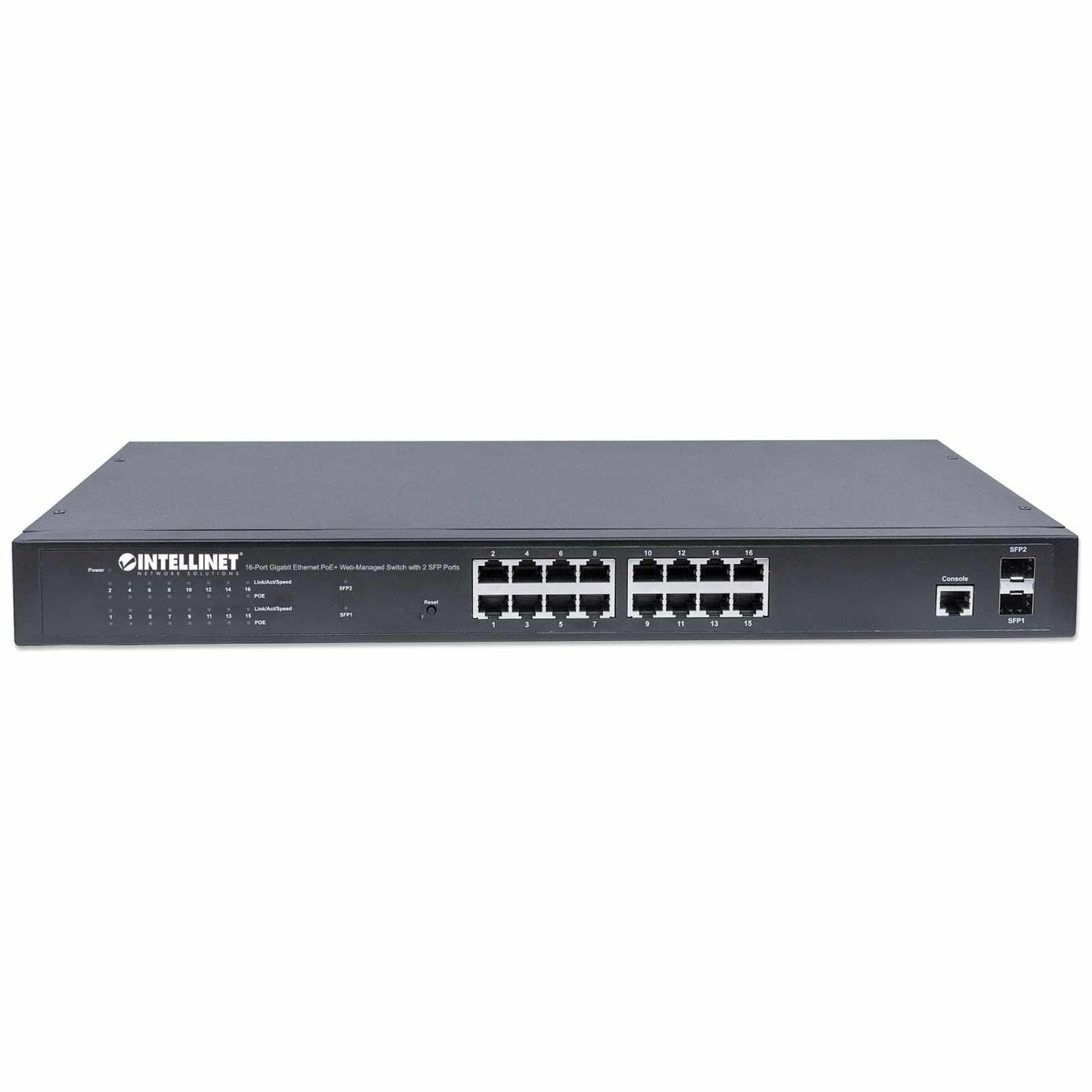 Switch Administrable Gigabit Ethernet de 16 puertos PoE+ con 2 puertos SFP - Intellinet México
