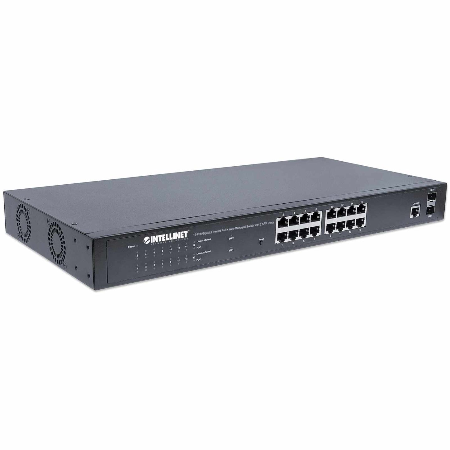 Switch Administrable Gigabit Ethernet de 16 puertos PoE+ con 2 puertos SFP - Intellinet México
