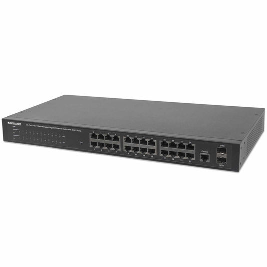 Switch Administrable por Web Gigabit Ethernet de 24 puertos PoE+ y 2 puertos SFP - Intellinet México