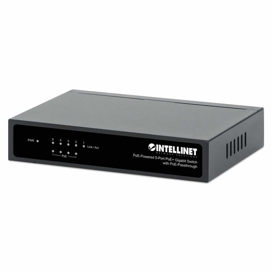Switch con 5 puertos Gigabit alimentado por PoE, con transferencia de PoE - Intellinet México