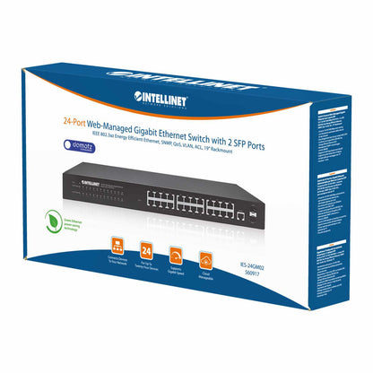 Switch de 24 Puertos Gigabit Ethernet Administrable por Web con 2 puertos SFP - Intellinet México