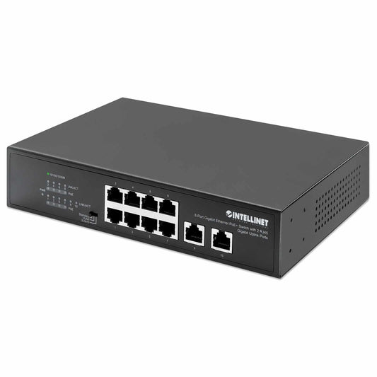 Switch Gigabit con 8 puertos PoE+ y 2 puertos Gigabit RJ45 de enlace ascendente - Intellinet México
