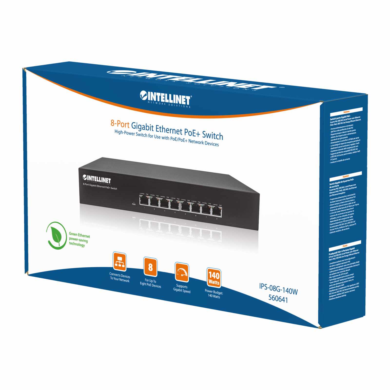 Switch Gigabit PoE+ de 8 puertos - Intellinet México