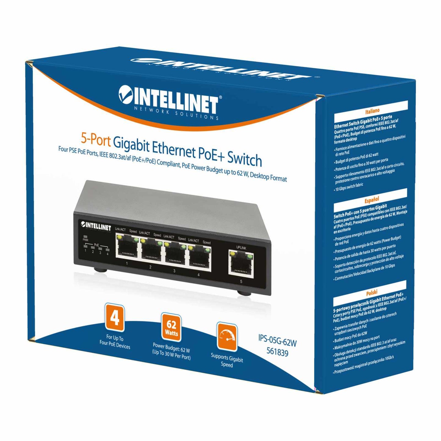 Switch PoE+ con 5 puertos Gigabit - Intellinet México