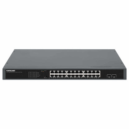 Switch PoE+ Gigabit Ethernet de 24 puertos con 2 puertos SFP, Extensión PoE a 250 m - Intellinet México