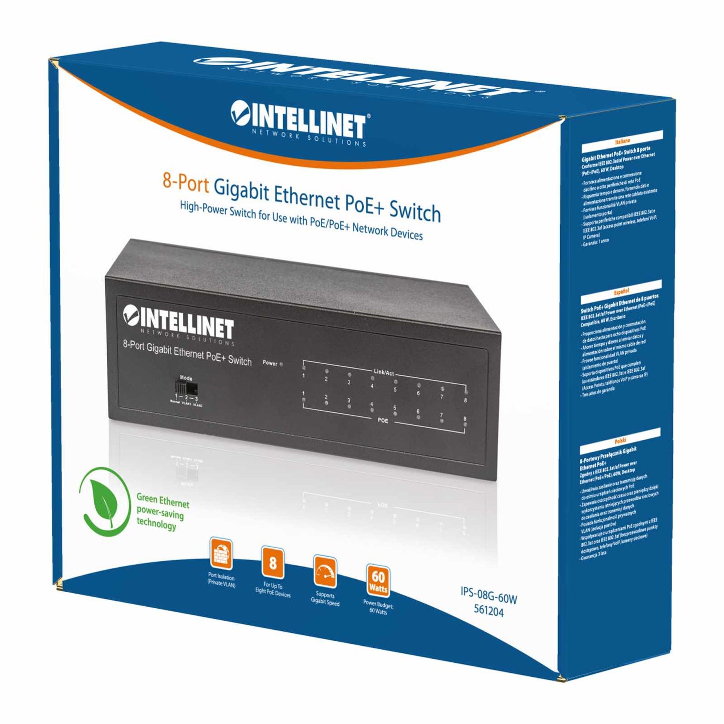 Switch PoE+ Gigabit Ethernet de 8 puertos - Intellinet México