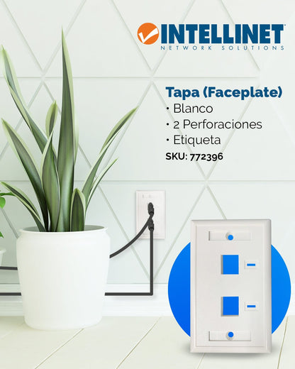 Tapa para caja (Faceplate) Montaje al ras de pared con pestaña para etiquetas - Intellinet México