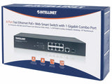 Switch Web-Smart de 8 puertos Fast Ethernet PoE+ con 1 puerto Gigabit Combo Packaging Image 2